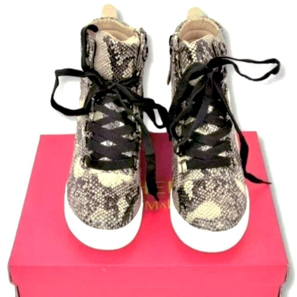 New Catherine Malandrino Snakeskin Embossed Ankle Booties Wedge Fashion Sneakers - Picture 6 of 7